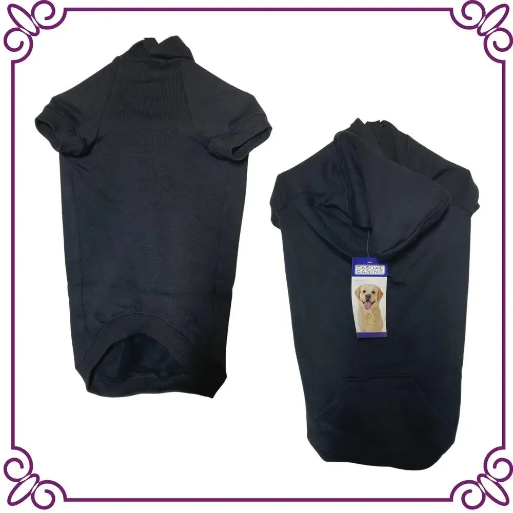 Casual Canine Dog Black Basic Hoodie Large NEW
